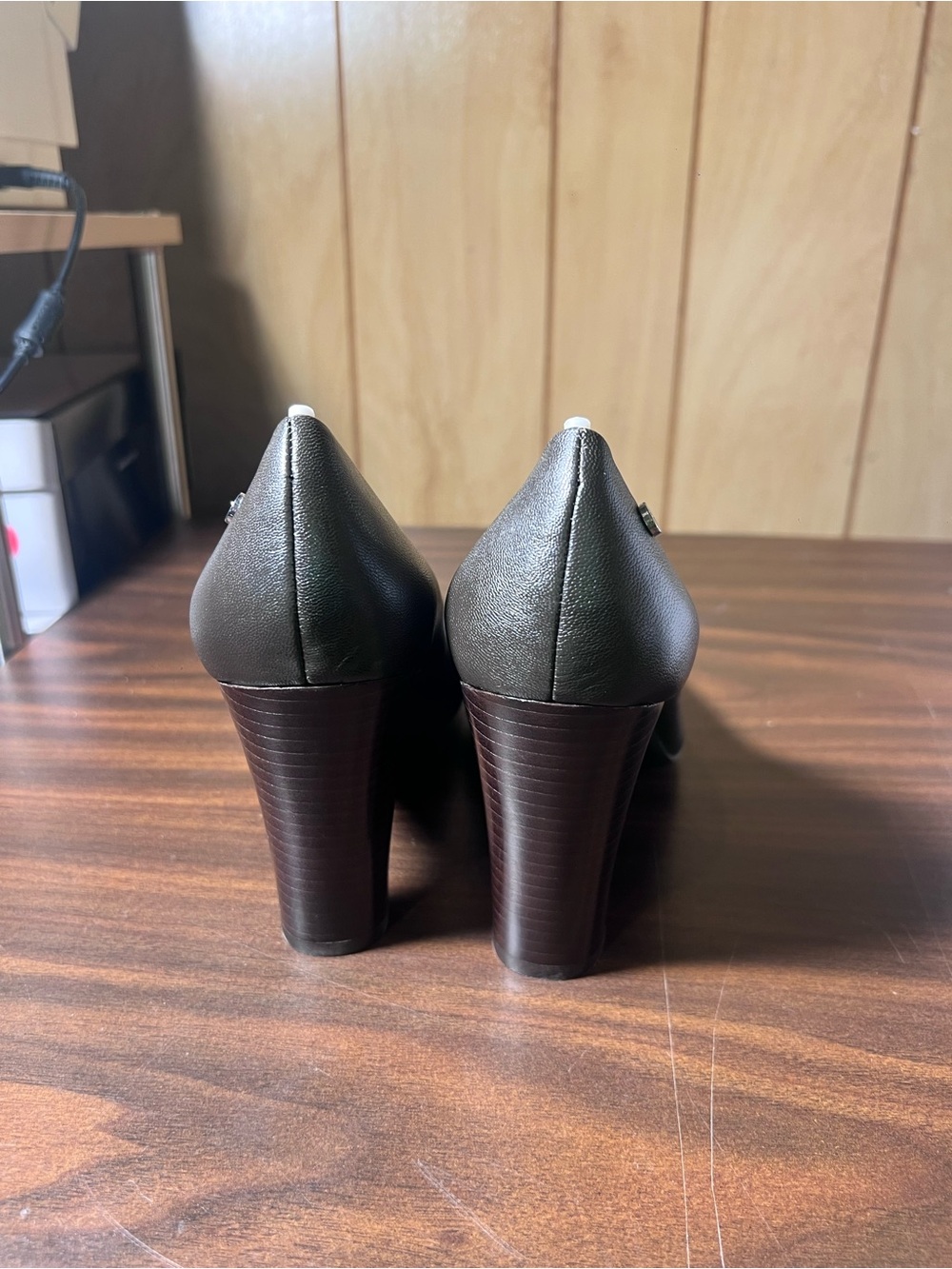 Calvin Klein Metallic Charcoal Block Heel Pumps - Picture 5 of 7